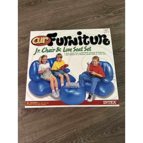 Intex Other - Vintage 90s Y2K Intex Air Furniture Inflatable Chair Jr Chair Love Seat Set Blue